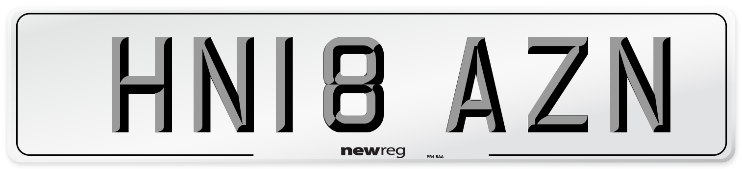 HN18 AZN Number Plate from New Reg
